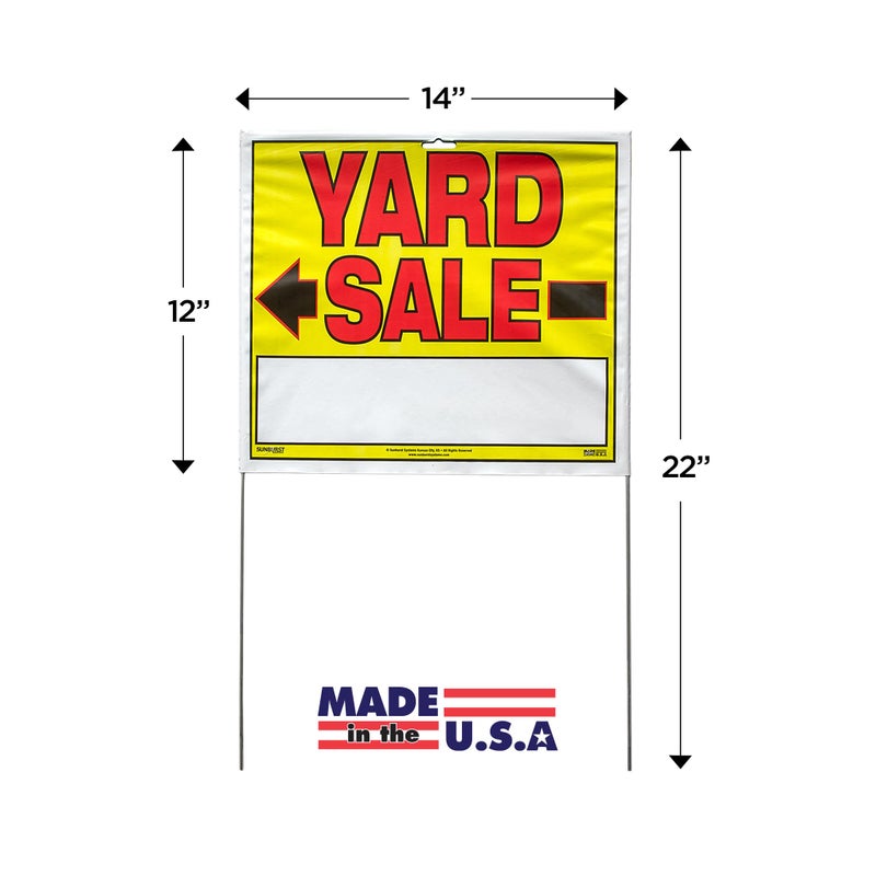 Sunburst Systems 3908 Double Sided Yard Sale Sign, Fully Assembled with Metal U-Stake, 22" x 14", 10 Pack, Yellow,Red,Black - Image 3